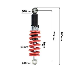 Amortizatorius aukštis tarp ašių 235mm spyruoklė 8mm