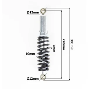 Amortizatorius aukštis tarp ašių 270mm spyruoklė 7mm